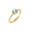East West .50 Ct Round Aquamarine Pavé Birthstone Ring