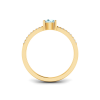 East West .50 Ct Round Aquamarine Pavé Birthstone Ring