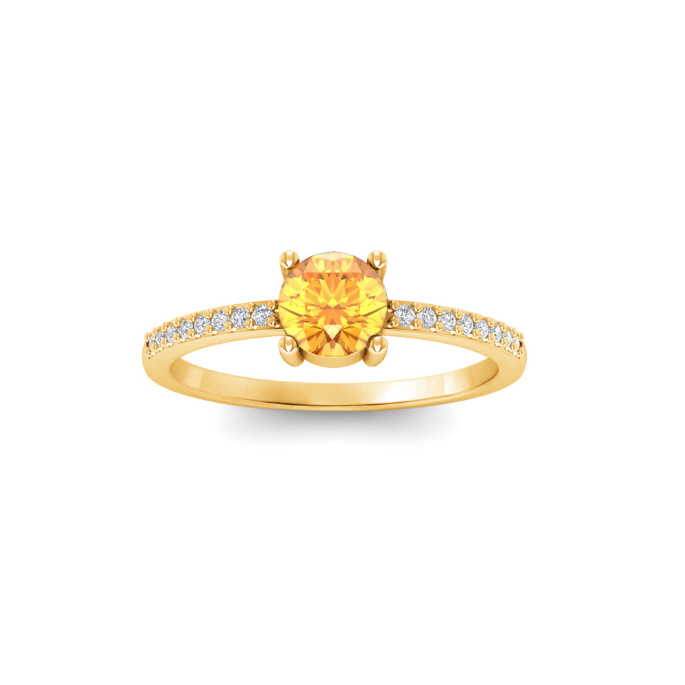 East West .50 Ct Round Citrine Pavé Birthstone Ring