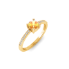 East West .50 Ct Round Citrine Pavé Birthstone Ring