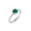 East West .50 Ct Round Emerald Pavé Birthstone Ring