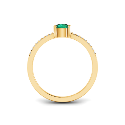 East West .50 Ct Round Emerald Pavé Birthstone Ring