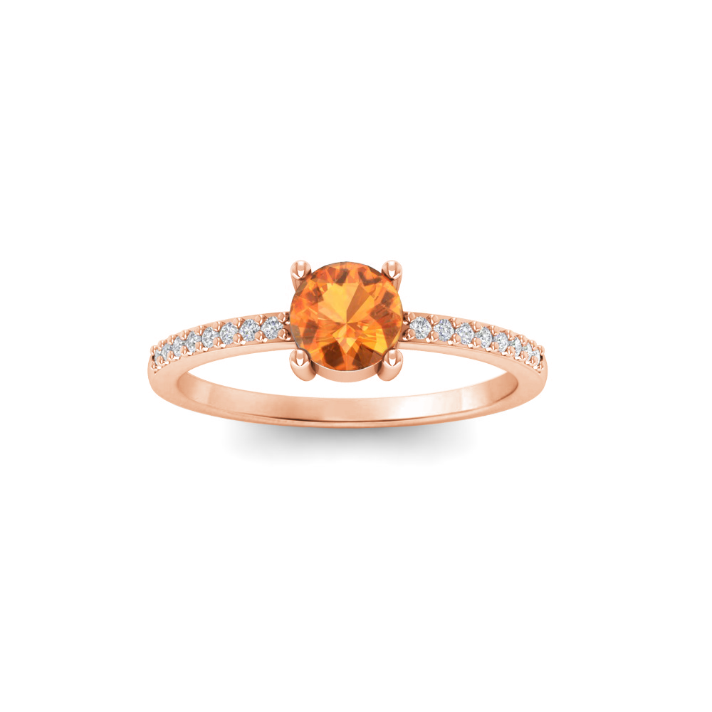 East West .50 Ct Round Garnet Pavé Birthstone Ring
