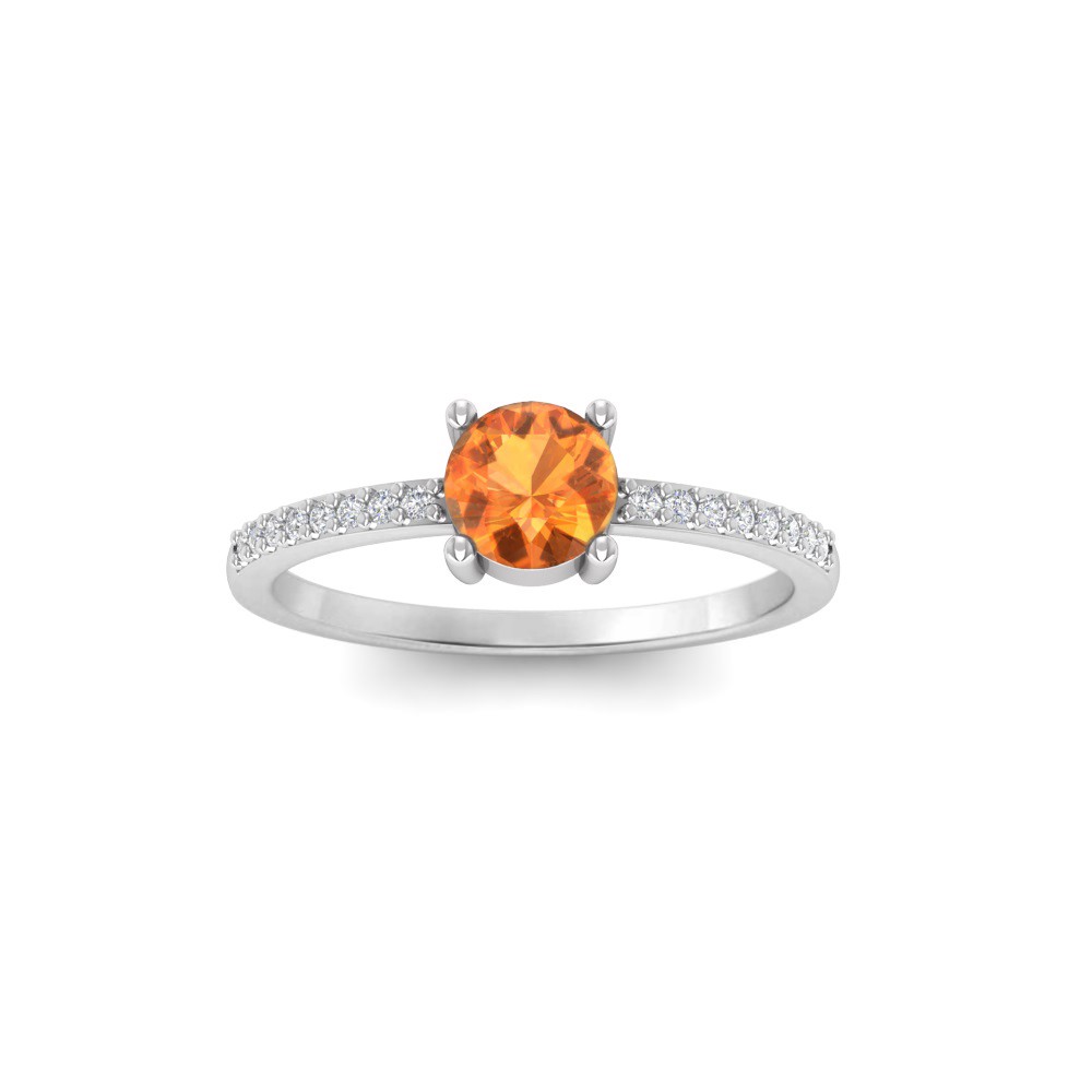 East West .50 Ct Round Garnet Pavé Birthstone Ring