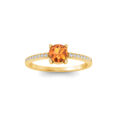 East West .50 Ct Round Garnet Pavé Birthstone Ring