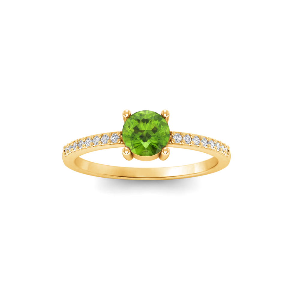 East West .50 Ct Round Peridot Pavé Birthstone Ring