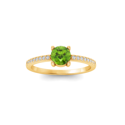 East West .50 Ct Round Peridot Pav?Birthstone Ring