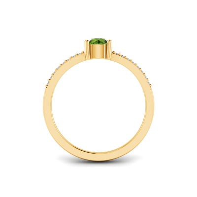 East West .50 Ct Round Peridot Pav?Birthstone Ring