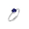 East West .50 Ct Round Sapphire Pavé Birthstone Ring