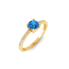 East West .50 Ct Round Topaz Pavé Birthstone Ring