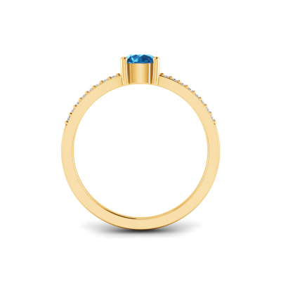 East West .50 Ct Round Topaz Pavé Birthstone Ring