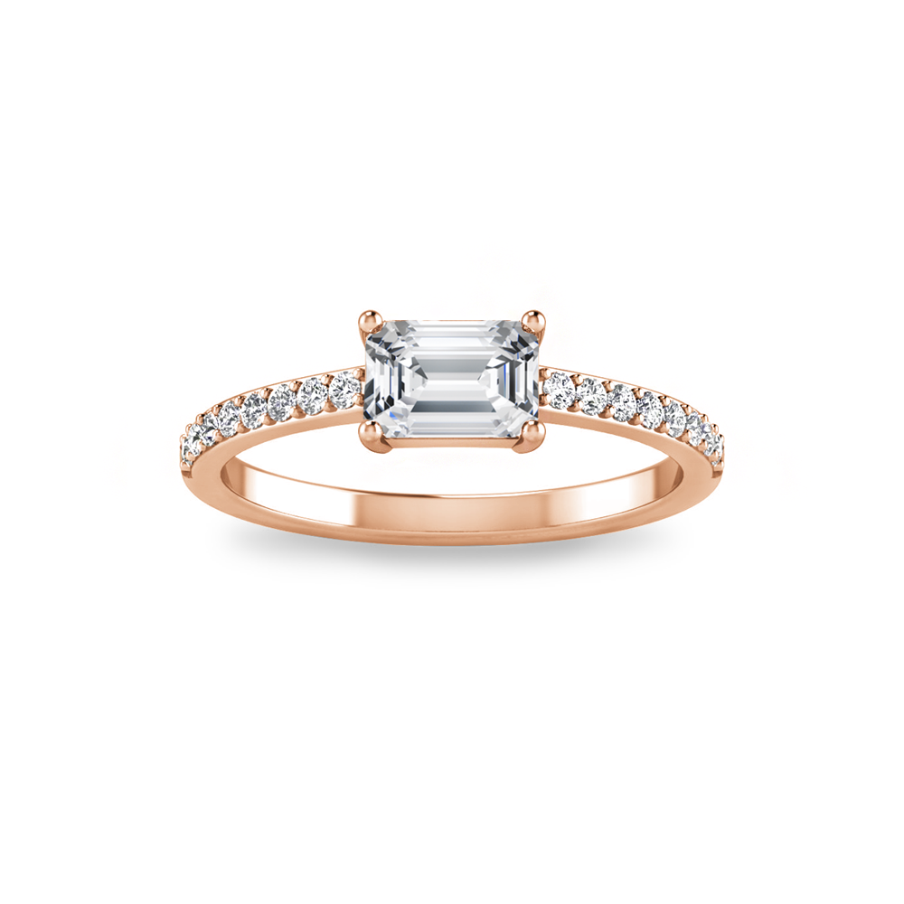 .62 Ctw Emerald Diamond Pavé Engagement Ring