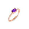 East West .50 Ct Oval Amethyst Pavé Birthstone Ring