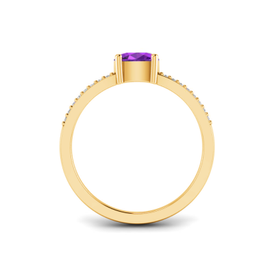 East West .50 Ct Oval Amethyst Pavé Birthstone Ring