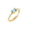East West .50 Ct Oval Aquamarine Pavé Birthstone Ring