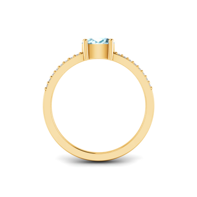 East West .50 Ct Oval Aquamarine Pavé Birthstone Ring