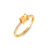 East West .50 Ct Oval Citrine Pavé Birthstone Ring