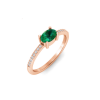 East West .50 Ct Oval Emerald Pavé Birthstone Ring