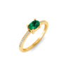 East West .50 Ct Oval Emerald Pav?Birthstone Ring
