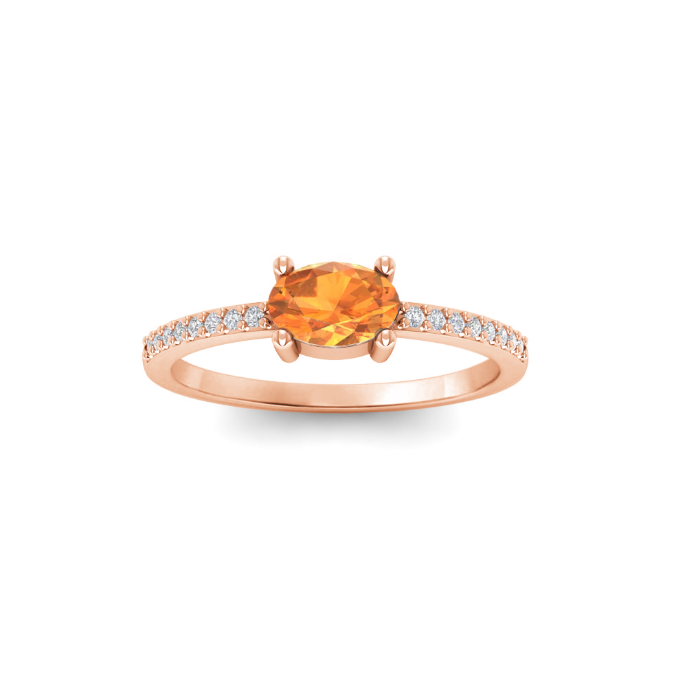 East West .50 Ct Oval Garnet Pavé Birthstone Ring