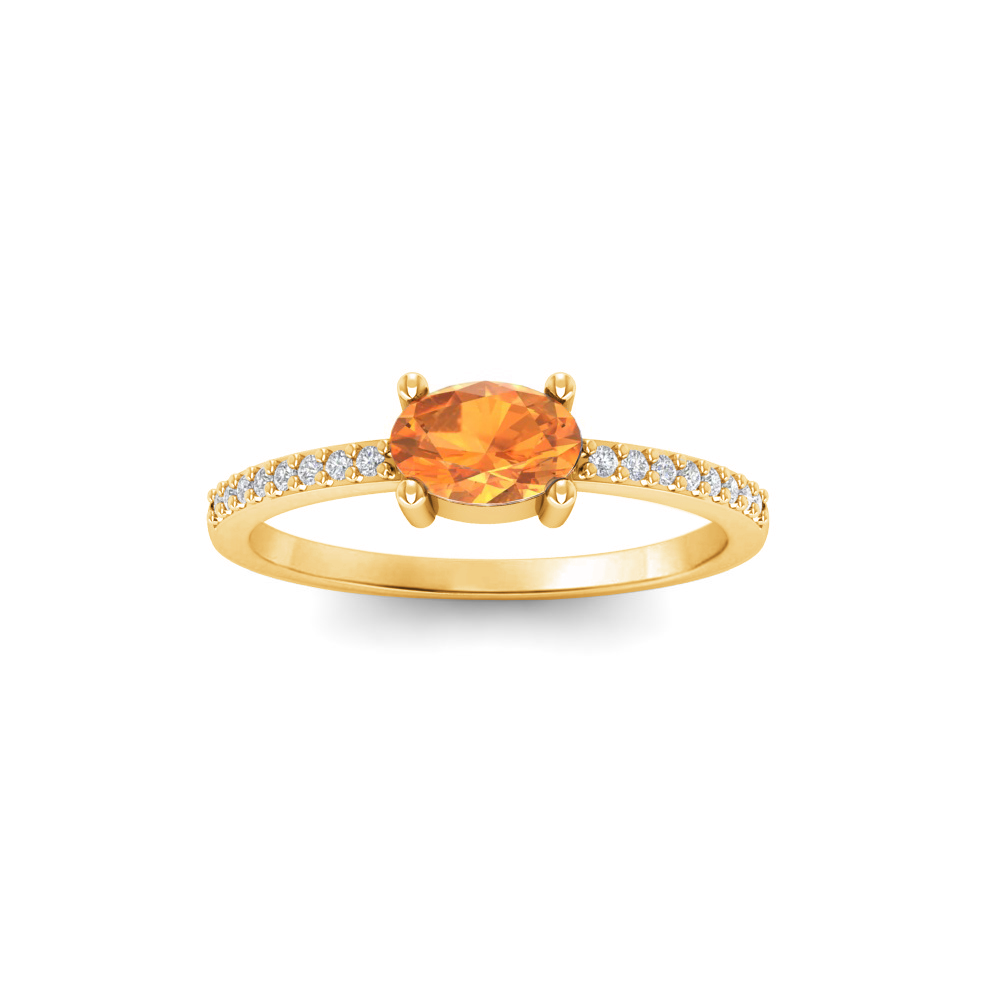 East West .50 Ct Oval Garnet Pavé Birthstone Ring