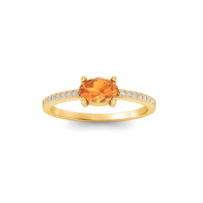 East West .50 Ct Oval Garnet Pavé Birthstone Ring