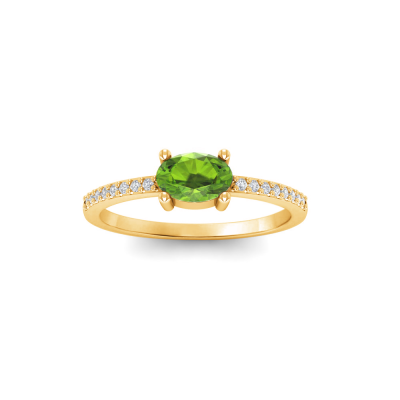 East West .50 Ct Oval Peridot Pavé Birthstone Ring