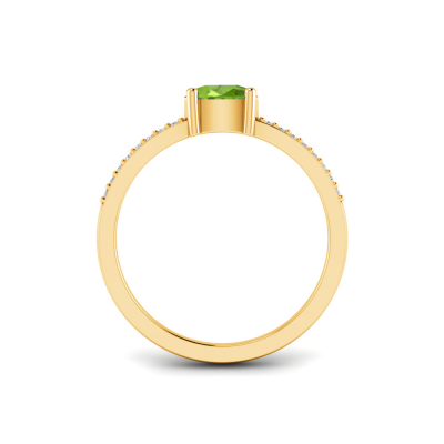 East West .50 Ct Oval Peridot Pavé Birthstone Ring