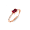 East West .50 Ct Oval Ruby Pavé Birthstone Ring