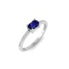 East West .50 Ct Oval Sapphire Pavé Birthstone Ring