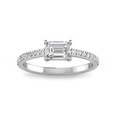 .62 Ctw Emerald Diamond Pavé Engagement Ring