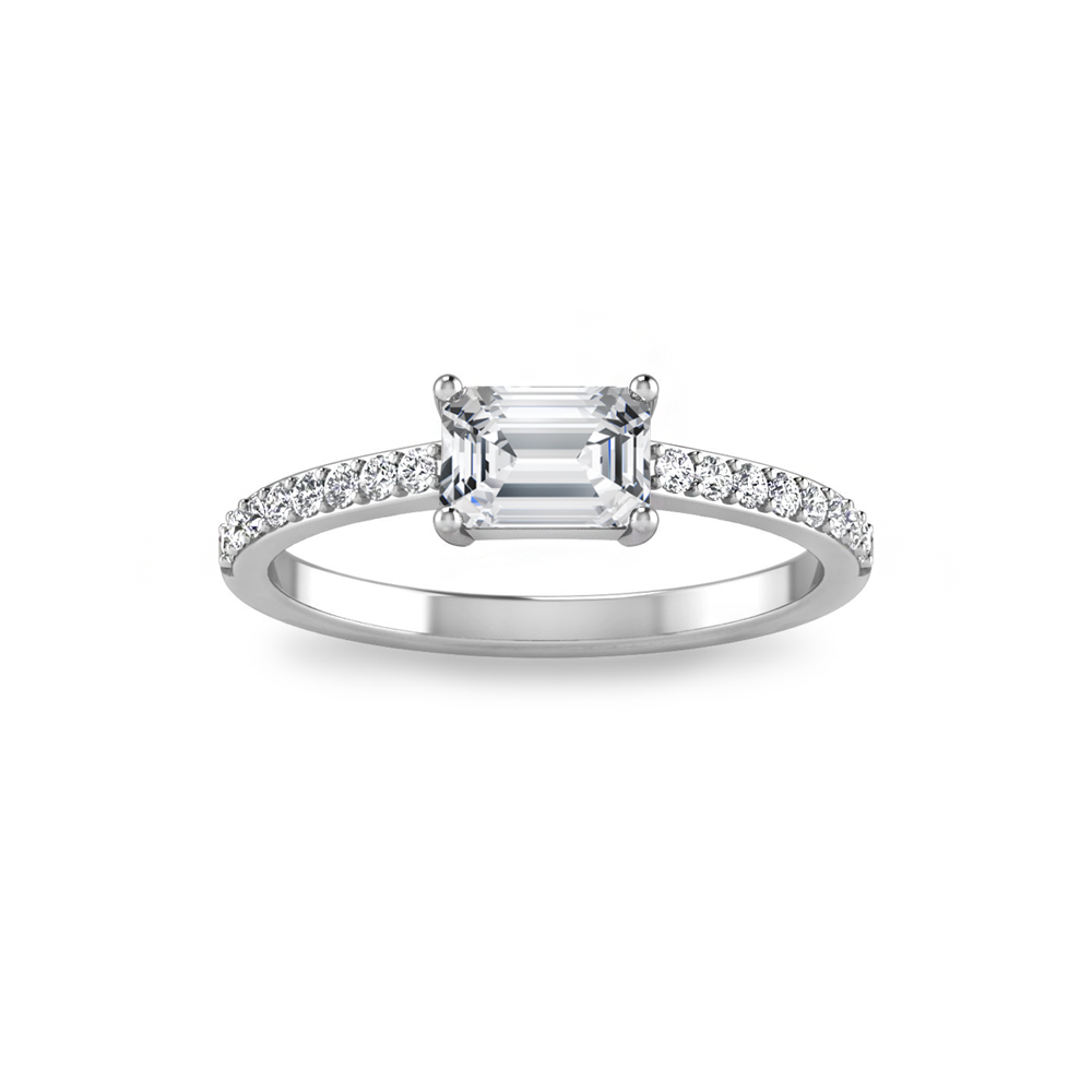 .62 Ctw Emerald Diamond Pavé Engagement Ring