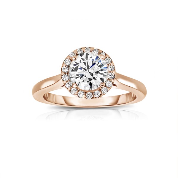 .61 Ct Round Moissanite & .14 Ctw Diamond Halo Engagement Ring