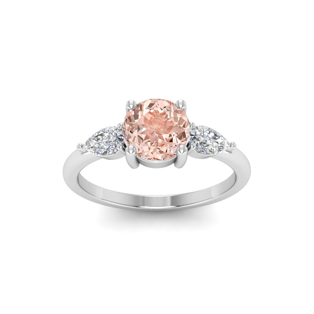 1 Ct Morganite & .40 ctw Diamond Cherish Three Stone Engagement Ring