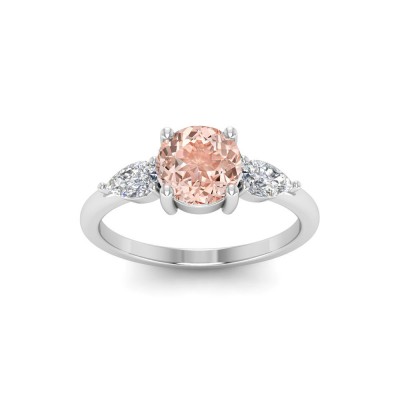 1 Ct Morganite & .40 ctw Diamond Cherish Three Stone Engagement Ring