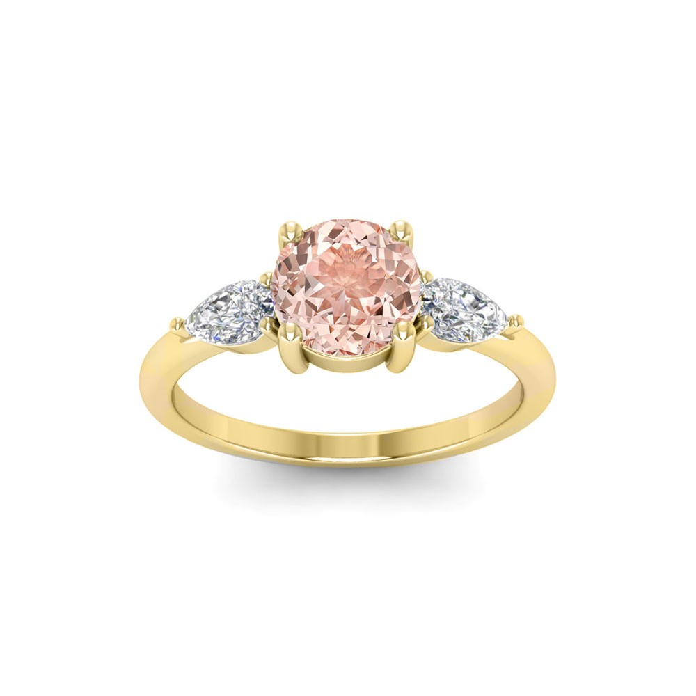 1 Ct Morganite & .40 ctw Diamond Cherish Three Stone Engagement Ring