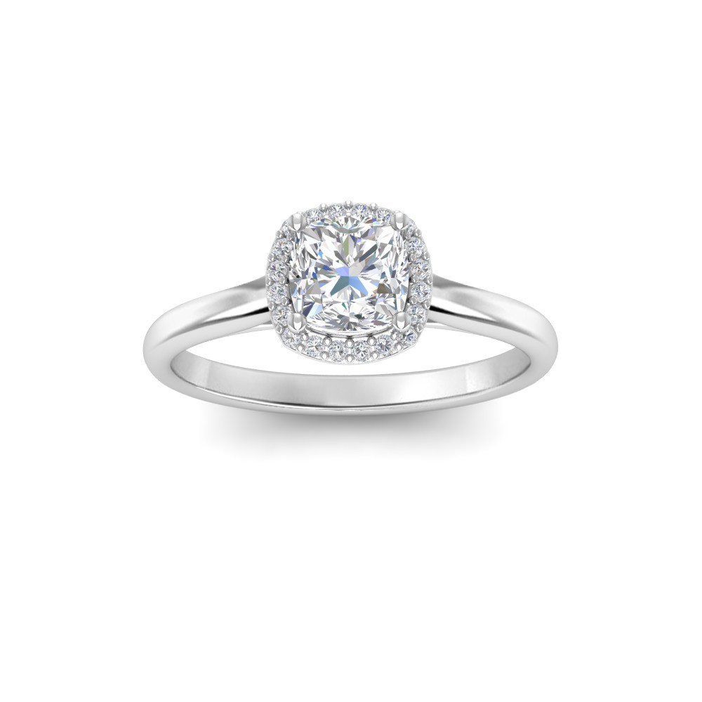 1 Ct Princess Lab Diamond & .15 Ctw Diamond Classic Halo Engagement Ring