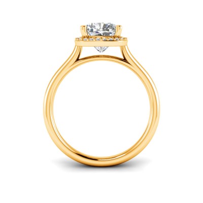 2.5 Ct Princess Lab Diamond & .15 Ctw Diamond Classic Halo Engagement Ring