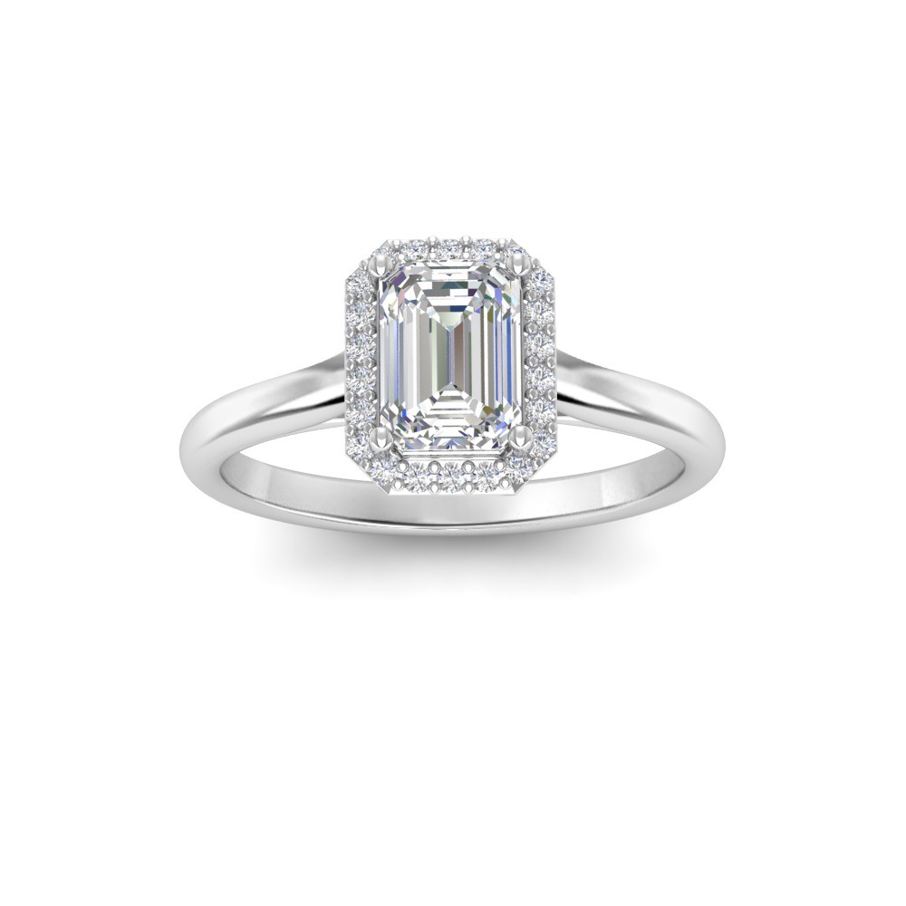 2 Ct Emerald Lab Diamond & .15 Ctw Diamond Classic Halo Engagement Ring