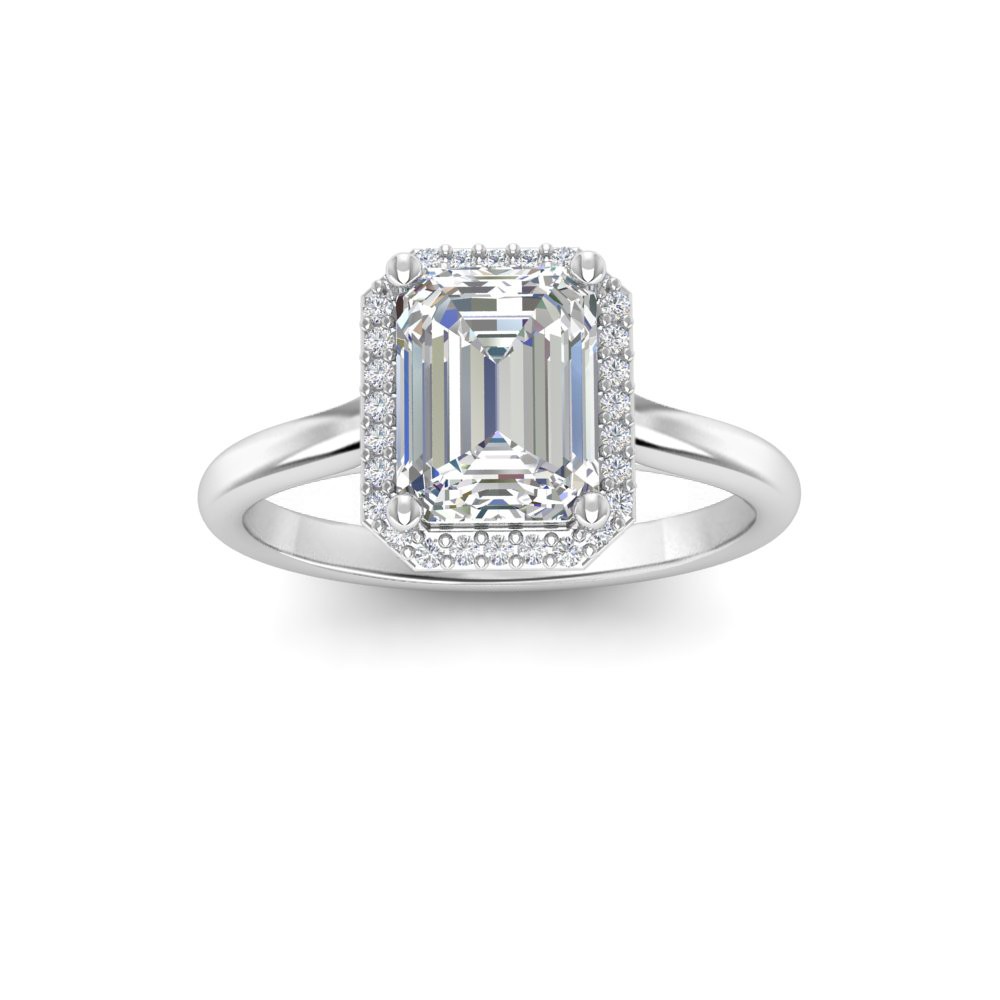 3 Ct Radiant Lab Diamond & .15 Ctw Diamond Classic Halo Engagement Ring