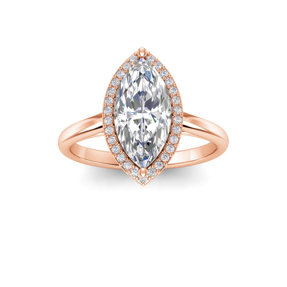 3 Ct Marquise Moissanite & .15 Ctw Diamond Classic Halo Engagement Ring