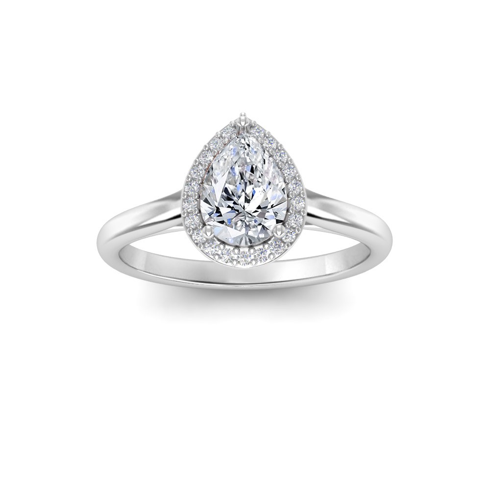 1.65 Ctw Pear Diamond Classic Halo Engagement Ring