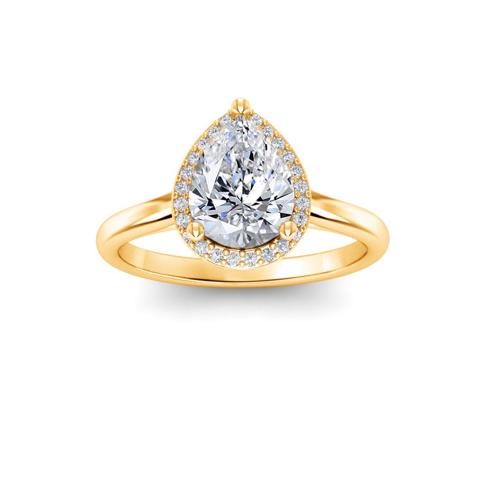 2.5 Ct Pear Lab Diamond & .15 Ctw Diamond Classic Halo Engagement Ring
