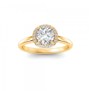 2 Ct Round Lab Diamond & .15 Ctw Diamond Classic Halo Engagement Ring
