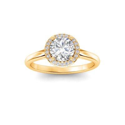 2 Ct Round Lab Diamond & .15 Ctw Diamond Classic Halo Engagement Ring