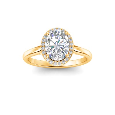 2.5 Ct Oval Lab Diamond & .15 Ctw Diamond Classic Halo Engagement Ring