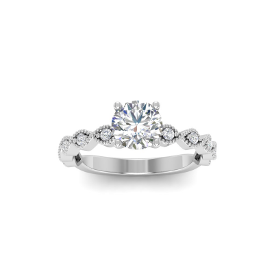 1.10 Ctw Diamond Infinity Milgrain Engagement Ring