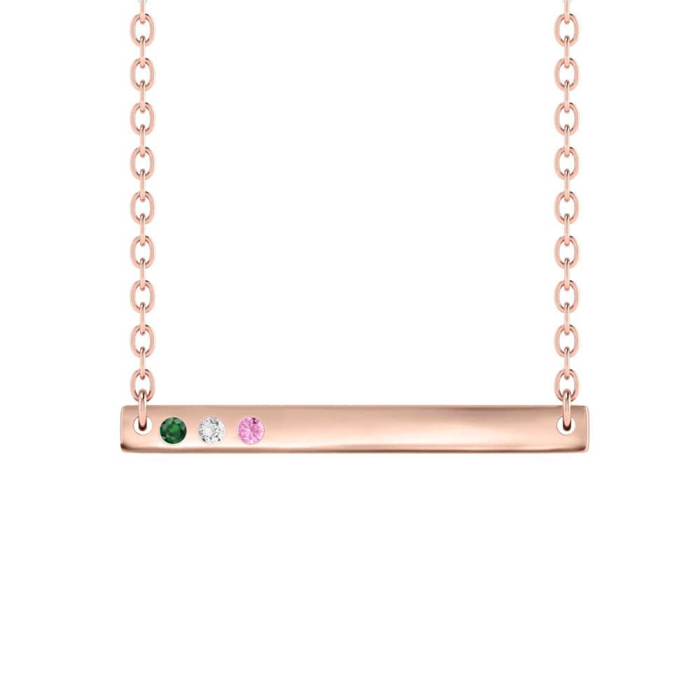 Birthstone Horizontal Bar Name Necklace