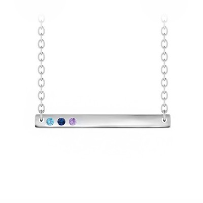 Birthstone Horizontal Bar Name Necklace