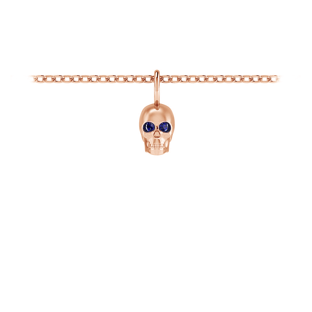 White Stone Eyes Skull Head Charm